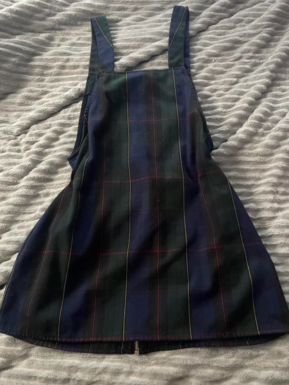 Green and black plaid mini dress with zipper - Picture 2 of 3